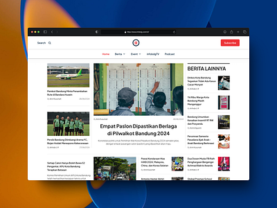 News Portal - Redesign Exploration for Infobdg.com bandung branding bulletin daily design editorial election information landing page latest light mode media news newspaper online portal subscribe ui web white space