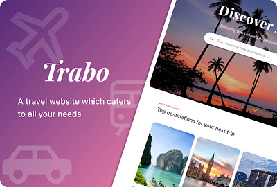 Trabo - Landing Page of a Travel Website beginner design inspiration landing page travel website ui uiux website design