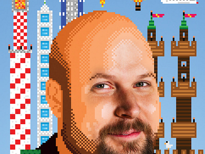 Minecraft Guy - Markus "Notch" Persson 8bit collage design games illustration markus notch persson mashup minecraft pixelart portrait