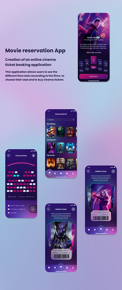Movie reservation app app application mobile mobile application mobile designer product design ui ui design ux ux design