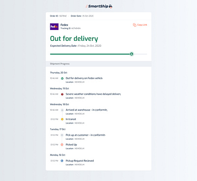 Track package b2b delivery design tracking ui ux