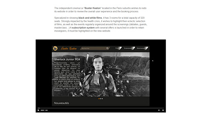 Web site for independant cinema Buster Keaton product design ui ui design ux ux design web site