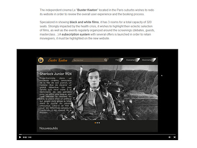 Web site for independant cinema Buster Keaton product design ui ui design ux ux design web site