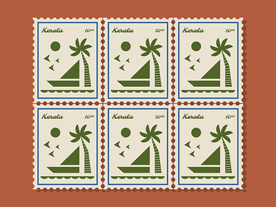 Kerala Stamp art backwaters boat collection colors design kerala kerala beauty mailing postage reimagined retro scenic series stamp design stamped stamps state stamps vintage vintage colors