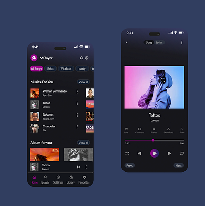 Music streaming UI app dailyui design ui ux