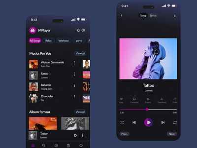 Music streaming UI app dailyui design ui ux