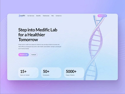 Healthcare 3D landing page template 3d animation blender blue glassmorphism graphic design healthcare lab landing page light map medical medicine motion graphics spline technology testing ui violet web design