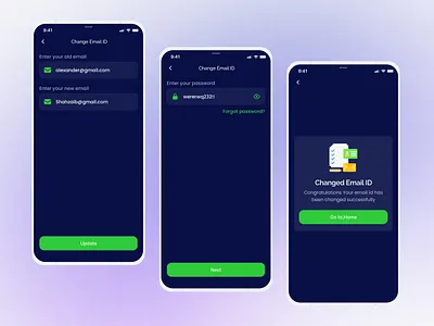 Change email ID - mobile app online account management