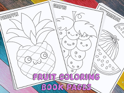 Coloring Book Pages Fruits children coloring book coloring page cute drawingn for kids fruits illustration kawaii