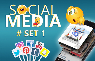 Social Media Set_1 design facebook graphic design illustration instagram like logo logo design mockup pinterest posts reaction snapchat social social media social media design twitter youtube