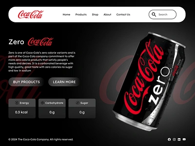 CocaCola Zero Landing Page landing page ui ui ux web design