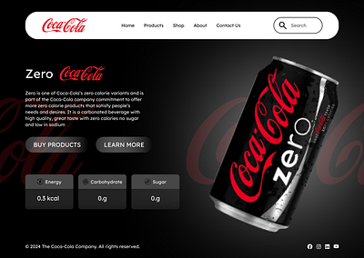 CocaCola Zero Landing Page landing page ui ui ux web design