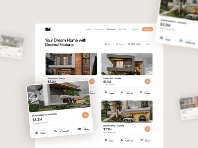 Real Estate Website card design dashboard explore page house real estate ui design uiux user interface ux design web design website