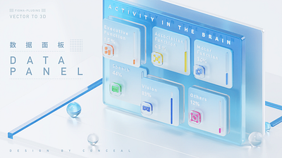 Data Panel in V3D 3d figma landing page ui v3d visual design website design
