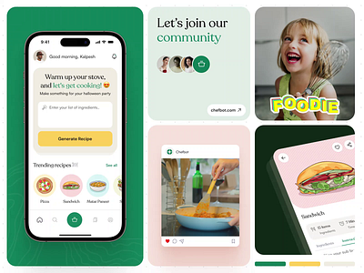 Chefbot - AI-Powered Recipe Generator ai airecipegenerator app app design artificial intelligence bento cooking app food app food tech kitchenassistant menu mobile mobile ui recipe generator trending ui ui design