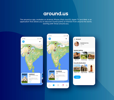 The around.us app designed by Ansysoft adobe illustrator adobe photoshop android applemaps aroundus discover figma googlemaps ios iphone mac map mobile app tourist travel web