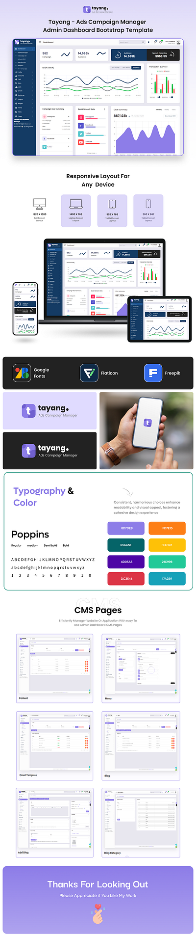 Tayang Ads Campaign Manager Admin Dashboard Bootstrap Template 3d animation branding creative design graphic design illustration logo motion graphics product design template ui ui design uiux user experience user interface ux design web web design website