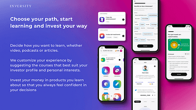 Inversity crypto digital products finance financial literacy fintech product design tokens ui ux web3