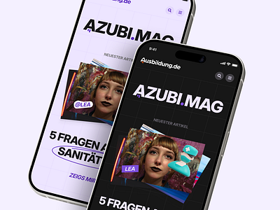 Ausbildung.de – Magazine Exploration app article blog bold clean dark mode figma grid guide homepage landingpage magazine mobile overview pastel playful support ui ux website