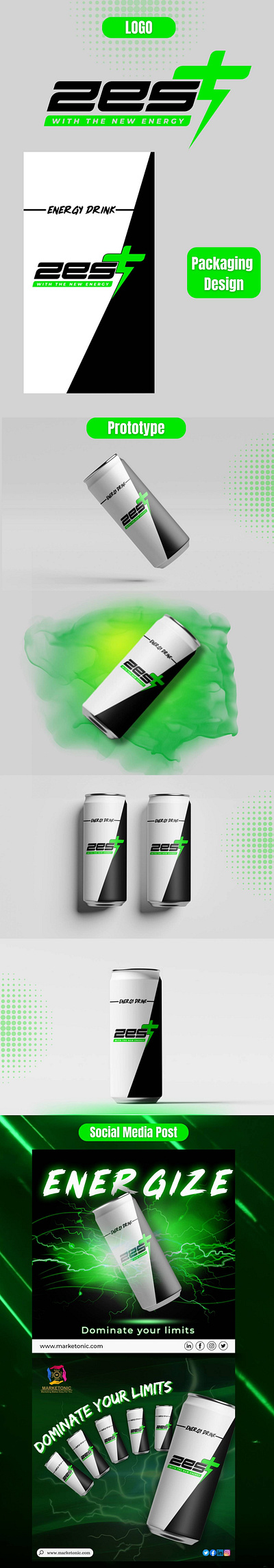 Energy Drink Logo & Packaging Designed by Marketonic advertising branding design digital marketing graphic design logo packaging