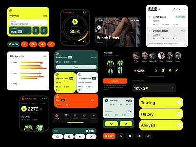 Enode - Modules app apple watch colors data design design system exercise figma gym ios mobile app modules product design sport training ui ui kit user experience user interface ux