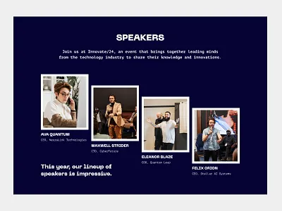 Tech Event Speakers conference events innovate line up modern people section speakers tech tech event ui ui design ui ux ux web web design