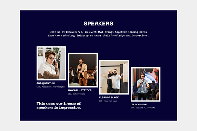 Tech Event Speakers conference events innovate line up modern people section speakers tech tech event ui ui design ui ux ux web web design