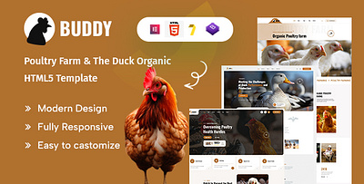 Poultry Farm & The Duck Organic HTML5 Templat This is basically 3d animation branding buddy business design farm graphic design illustration logo poultry ui vector