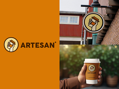 Artesan Café brand branding brown city clean cooffee design flat graphic design illustration logo logodesign minimal orange