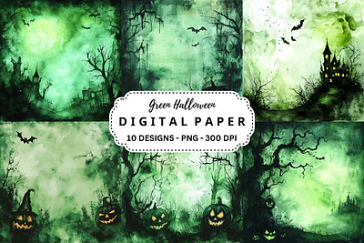 Green Halloween Backgrounds Pack branding graphic design motion graphics