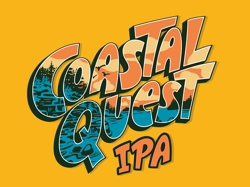 Coastal Quest West Coast-style IPA by Sly Fox Brewing Co. beer brewery coastal craft beer custom lettering design drawing hand drawn hand lettering illustration illustration art illustrator ipa lettered lettering logo quest type typography wordmark