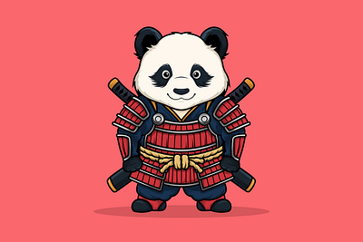 Panda Samurai Mascot Cartoon Vector Style animation art bamboo character china culture design graphic design illustration katana kungfu logo nft panda samurai sword vector warrior