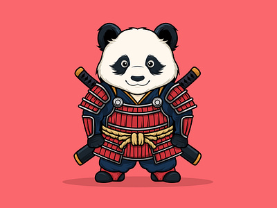 Panda Samurai Mascot Cartoon Vector Style animation art bamboo character china culture design graphic design illustration katana kungfu logo nft panda samurai sword vector warrior