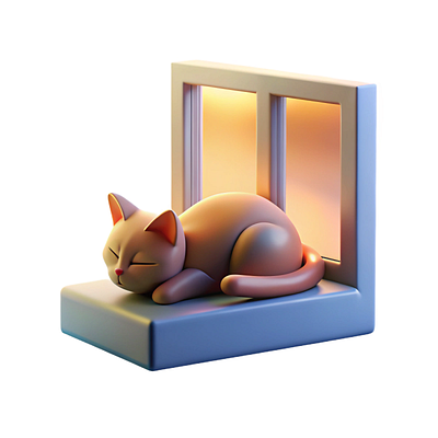 Sleeping Cat 3d illustration ui