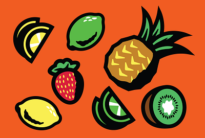 Fruits Illustrations branding design drinks eat eatery fresh fruit fruits graphic design hungry illustration juice juices logo nature tropical typography ui ux vector