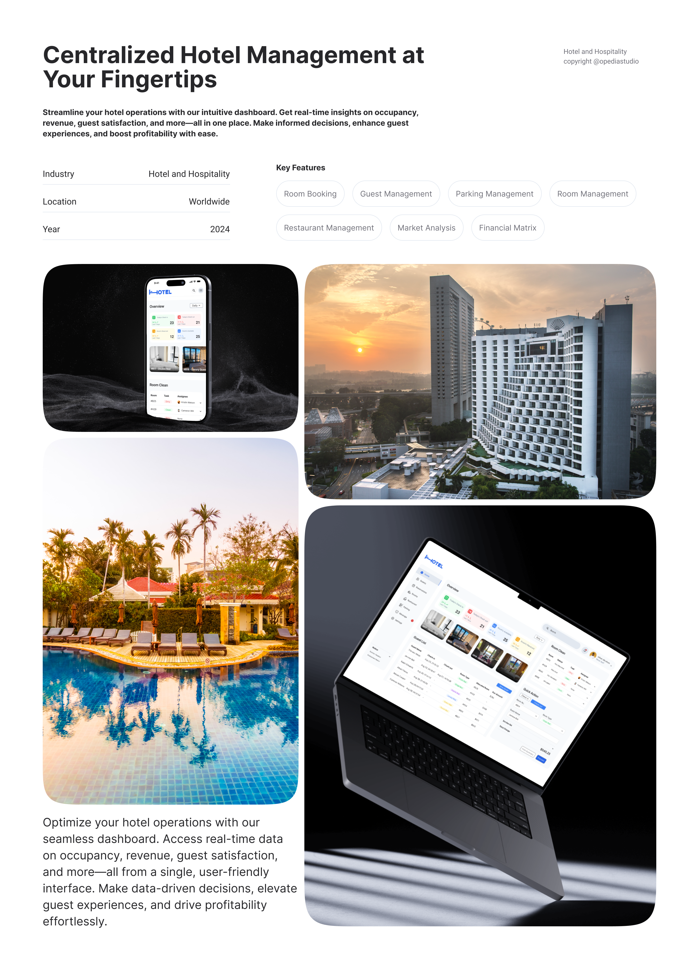 Hotel Management System Dashboard UI Design by Opedia Studio on Dribbble