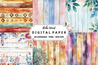 Boho Wood Digital Paper Backgrounds animation graphic design motion graphics