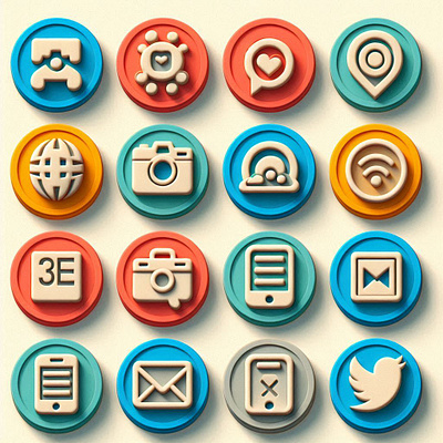 Social Media Icons -3d Embossed 3d branding design graphic design icon illustration