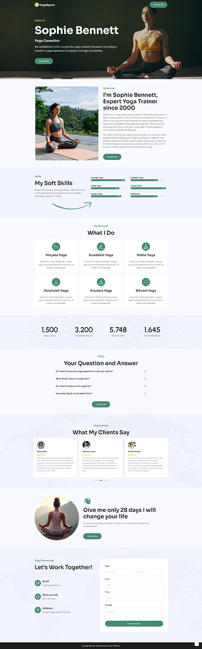YogaSpark – Yoga Instructor Landing Page for Lead Generation branding design elementor template landingpage yoga ui web design yoga yoga landing yoga landing page yoga landingpage yoga studio landing page yoga website yoga website design