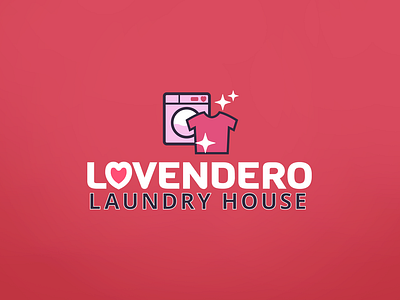 Lovendero Laundry House Logo 2023 branding heart laundromat laundry logo love red shirt washer