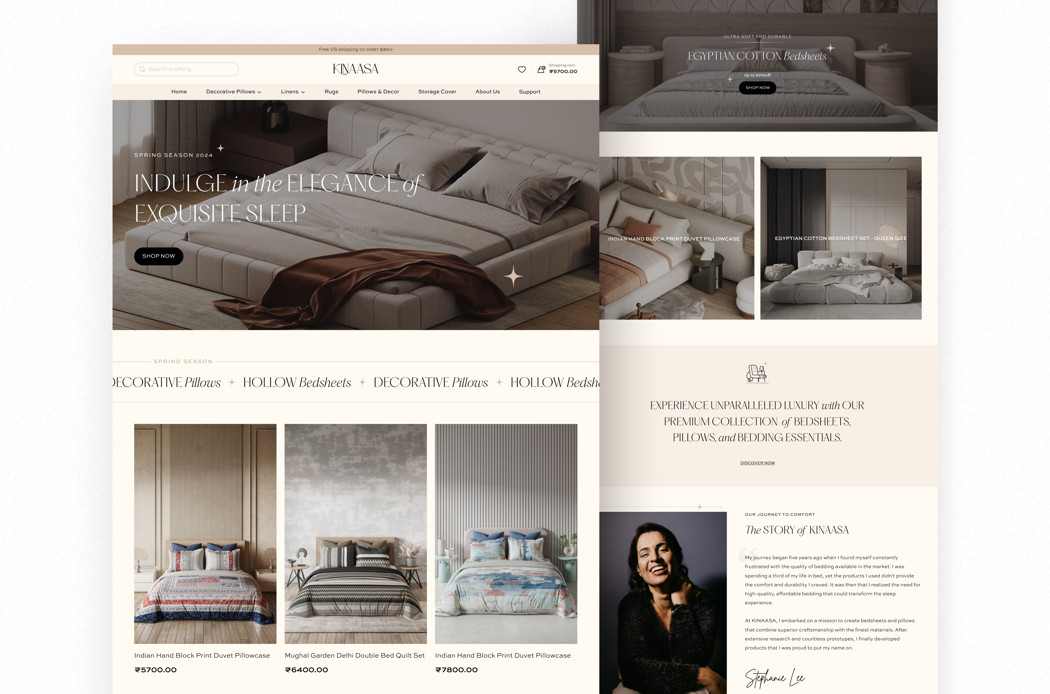 E Commerce Website Landing page | Shopify bedsheet bedsheet ui design ecommerce ecommerce website landing page minimal pillow ui pillows product design saas shopify ecommerce ui website ui