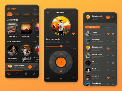 Music Player App Concept app apps design listening mix music music app music apps music mix music player new release play player playlist playlists song songs ux vibe vibes