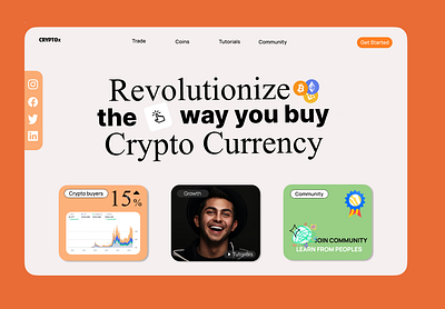 Landing page for Crypto Currency App 3d animation branding graphic design logo motion graphics ui web development