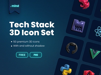 Tech Stack 3D Icon Set figma free freebie illustrator tech technology