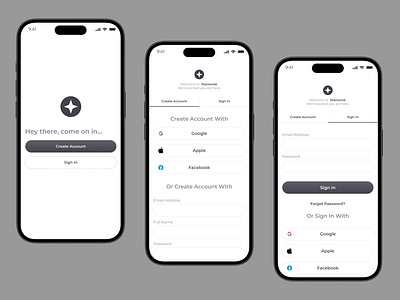 Create Account and Sign In Page create account uii design design login page ui mobile app sign in ui uiux ux