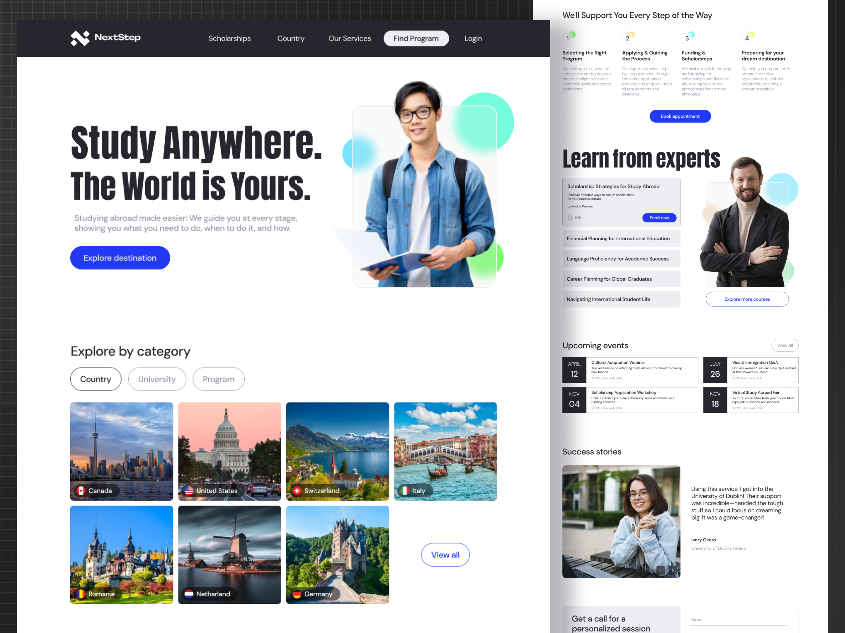 NextStep - Website Landing page clean design design landing page minimalist modern ui product ui uidesign user interface ux web website