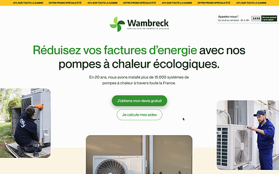 Landing Page - heat pumps heat pumps landing page marketing tunnel de vente ui design wambreck website