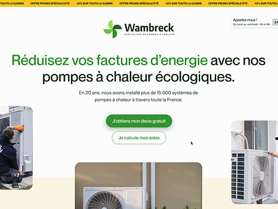 Landing Page - heat pumps heat pumps landing page marketing tunnel de vente ui design wambreck website