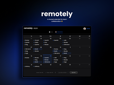 Remotely Shared Calendar app application appointment calendar dashboard date design desktop saas schedule software time web app