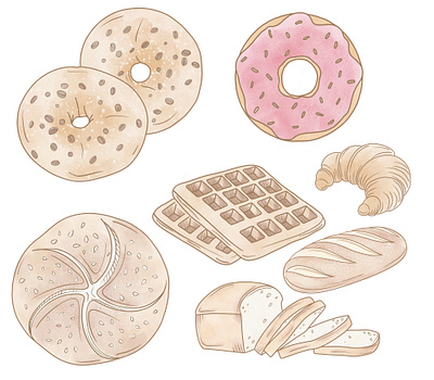 Watercolor Desserts Set art art set baked clip art croissant dessert donuts illustration png set watercolor watercolor watercolor art watercolor picturr